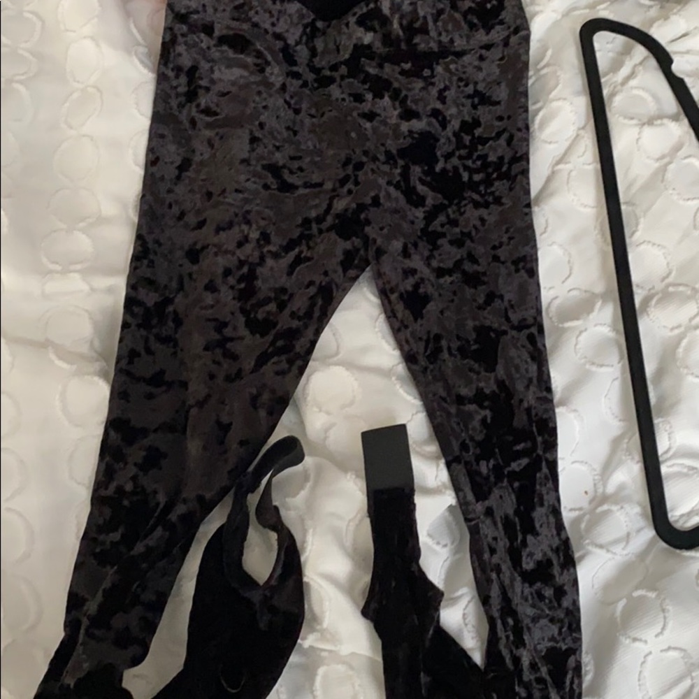 Black velvet leggings